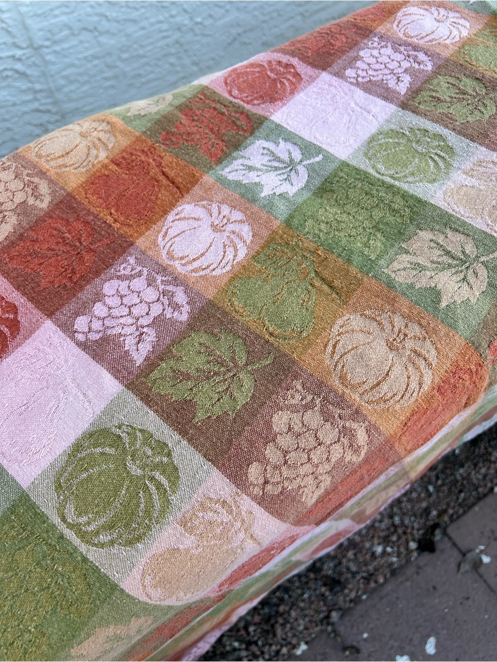 Autumn Harvest Plaid  tablecloth - Green, Rust, Cream - Picture 3 of 4